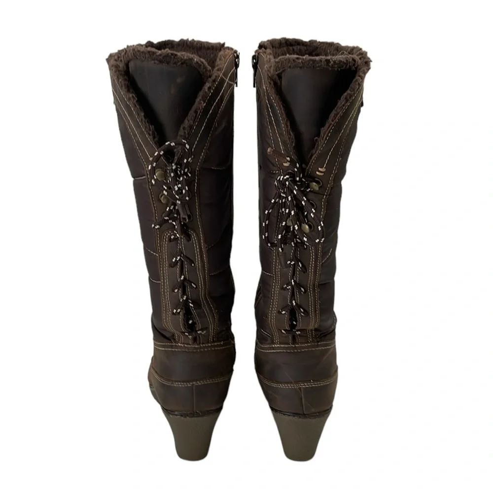 Hush Puppies Women's Size 7 medium brown Hilde Hyde Snow Boot with‎ wedge heel.